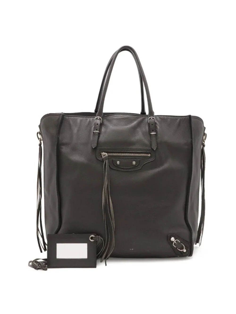 Balenciaga Paper Zip Around Tote Leather Gray with Mirror